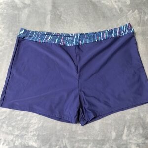 2/$30 Yonique Blue Swim Bottoms Boy Shorts Women Plus Sz 22W Pool Beach Vacation